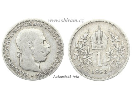 Rakousko - Uhersko, Ag (stříbrná) mince 1 Koruna, 1893...viz autentické foto