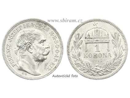 Rakousko - Uhersko, Ag (stříbrná) mince 1 Koruna, 1915 KB...viz autentické foto