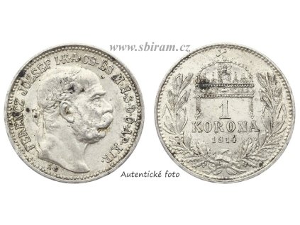 Rakousko - Uhersko, Ag (stříbrná) mince 1 Koruna, 1914 KB...viz autentické foto
