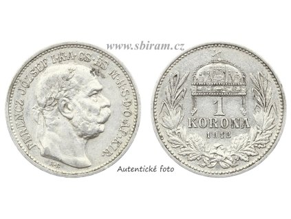 Rakousko - Uhersko, Ag (stříbrná) mince 1 Koruna, 1912 KB...viz autentické foto