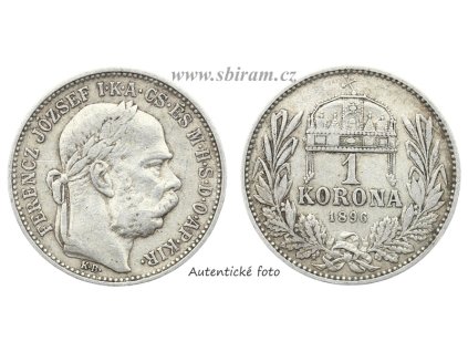 Rakousko - Uhersko, Ag (stříbrná) mince 1 Koruna, 1896 KB...viz autentické foto