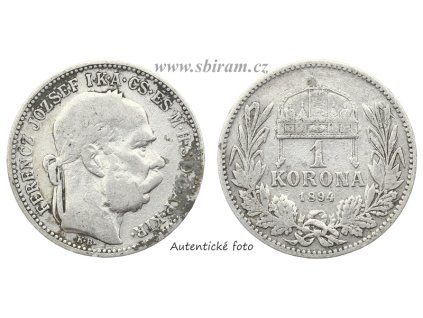 Rakousko - Uhersko, Ag (stříbrná) mince 1 Koruna, 1894 KB...viz autentické foto