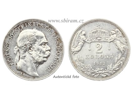 Rakousko - Uhersko, Ag (stříbrná) mince 2 Koruna, 1912 KB...viz autentické foto