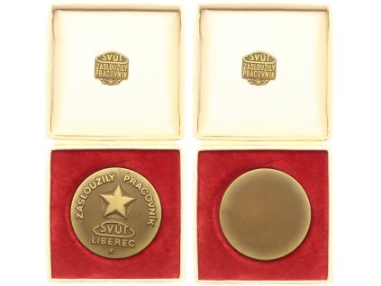 ČSSR, AE medaile Zasloužilý pracovník SVUT Liberec, průměr 50mm, krabička, luxusní sběratelský stav
