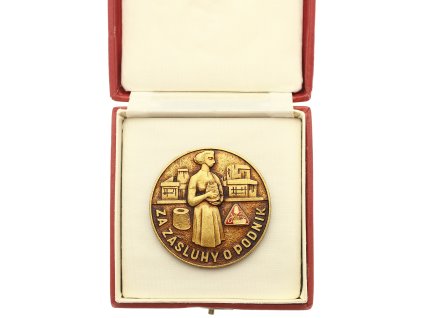 ČSSR, AE jednostranná plaketa Za zásluhy o podnik Jitka (jihočeská textilní továrna), luxusní sběratelský stav