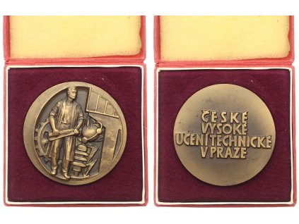 ČSSR, AE medaile ČVUT v Praze, bronz, etue, luxusní sběratelský stav