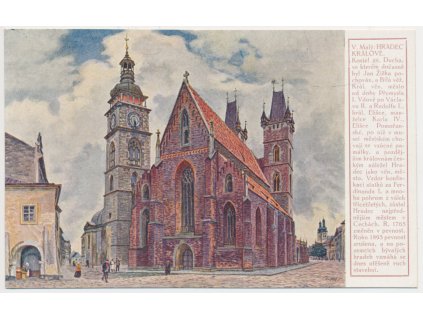19 - Hradec Králové, Katedrála svatého Ducha, akad. malíř V. Malý, cca 1925