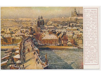 49 - Praha, pohled na zasněžené město, akad. malíř V. Malý, cca 1925