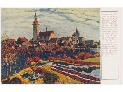 64 - Tábor, pohled na kostel a okolí, akad. malíř V. Malý, cca 1925