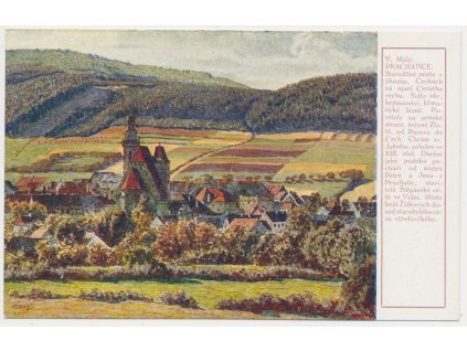 48 - Prachatice, pohled na město, akad. malíř V. Malý, cca 1925