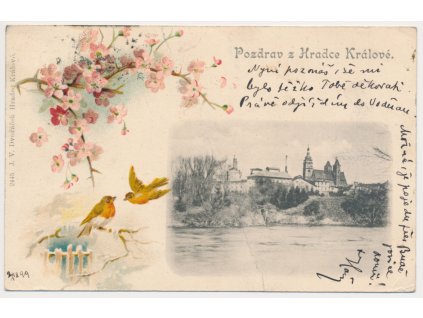 19 - Hradec Králové, okénková koláž s pohledem na město, 1899, vada-lom