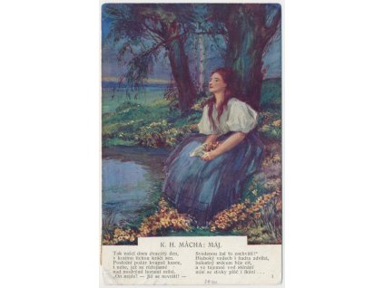 Námětová pohlednice, K. H. Mácha: Máj, V. Kreisinger, cca 1918
