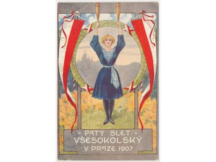 Oficiální dopisnice k V. sletu všesokolskému v Praze 1907