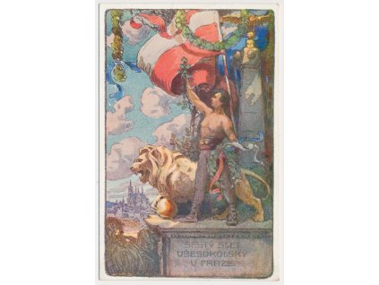 Oficiální dopisnice k VI. sletu všesokolskému v Praze 1912