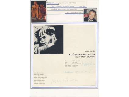 Tříska Jan, herec; Tomášová Marie, herečka, sběratelský list s vl. podpisy na propagačním letáku