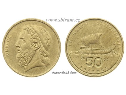 Řecko, mince 50 Drachma, 2000...viz autentické foto