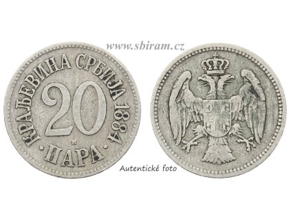 Srbsko, mince 20 Para, 1884...viz autentické foto
