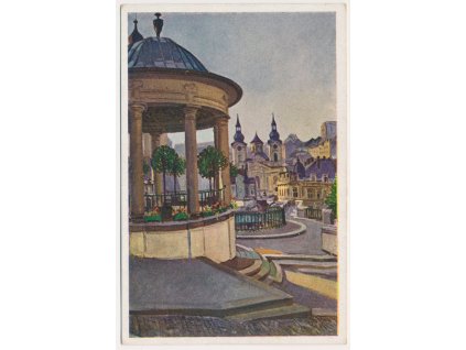 25 - Karlovy Vary, Kolonáda s Rudolfovým vřídlem, dle orig. E. Kosy, cca 1925
