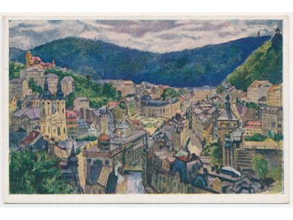 25 - Karlovy Vary, Celkový pohled, dle orig. E. Kosy, cca 1925