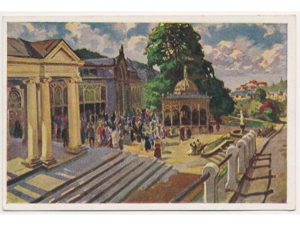 08 - Chebsko, Mariánské Lázně, oživená kolonáda, dle orig. E. Kosy, cca 1925