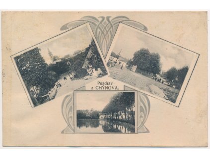 64 - Táborsko, Chýnov, 3 záběrová koláž, prošlá poštou 1924