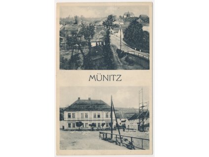 34 - Lounsko, Minice (Münitz), 2 záběr partií vesnice, cca 1920