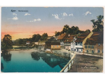 08 - Cheb (Eger), Koželužny, partie s domy u řeky, cca 1915