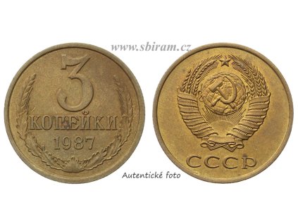 SSSR, mince 3 Kopějky, 1987...viz autentické foto