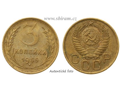 SSSR, mince 3 Kopějky, 1955...viz autentické foto