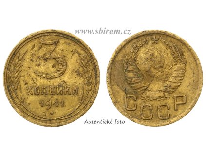 SSSR, mince 3 Kopějky, 1941...viz autentické foto