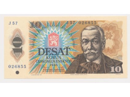 ČSSR, 10 Kčs, 1986, série J 57 (nejvzácnější série !!), neperforovaná, luxusní sběratelská jakost UNC