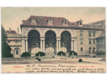 49 - Praha, Valdštejnský palác, prošlá poštou 1904