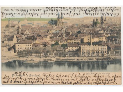 49 - Praha, pohled na Staré Město z Rudolfových sadů, cca 1901