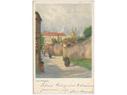 49 - Praha, Partie pod Petřínem, F. Engelmüller, prošlá poštou 1903