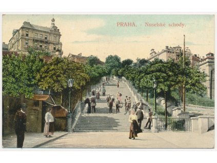 49 - Praha, oživená partie z Nuselských schodů, cca 1903