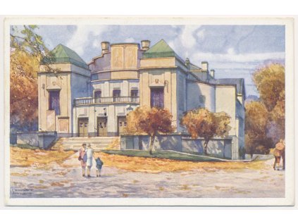 27 - Kladno, Městské divadlo, oživená partie, O. Schmidt, cca 1943