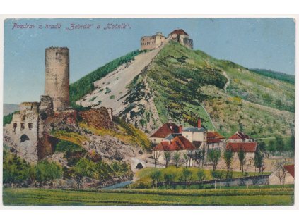 02 - Berounsko, hrady Žebrák a Točník, domy v podhradí, cca 1911