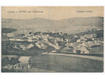 02 - Berounsko, Tetín, Celkový pohled na obec, cca 1920