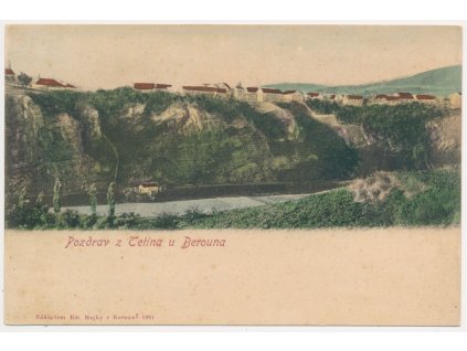 02 - Berounsko, Tetín, pohled na obec, cca 1901