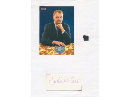 Čech Vladimír (1951-2013), moderátor a dabér, sběratelský list s vl. podpisem + přiložen dopis