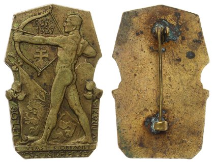 ČSR, AE odznak Vlasti k obraně, 1927, zavírací jehla, rozměr cca 40x30mm