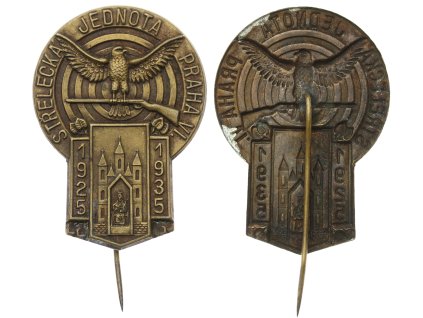 ČSR, AE odznak Střelecká jednota Smíchov, 1935, výška na jehle 55mm