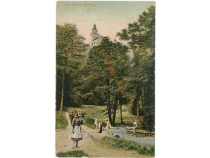 58 - Semilsko, oživená partie Pod Hrubou Skálou, cca 1909