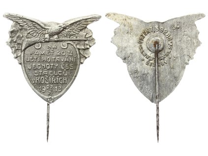 ČSR, AE odznak Střelecká jednota Košíře, 1913, výška na jehle 45mm