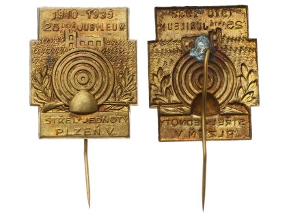 ČSR, AE odznak Střelecká jednota Plzeň, 1935, výška na jehle 50mm