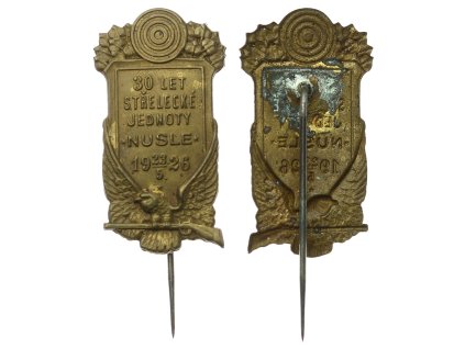 ČSR, AE odznak Střelecká jednota Nusle, 1926, výška na jehle 45mm