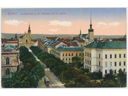 04 - Brno, Joštova ulice, kostely sv. Tomáše a sv. Jakuba, cca 1916