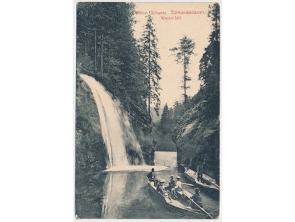 14 - Děčínsko, Edmundova soutěska (Edmundsklamm), oživená partie, cca 1909