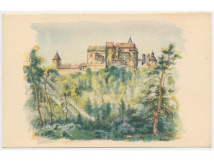 05 - Brno-venkov, hrad Pernštejn, malíř A. J. Alex, cca 1930