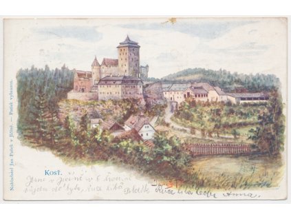 22 - Jičínsko, hrad Kost a okolí, prošlá poštou 1900